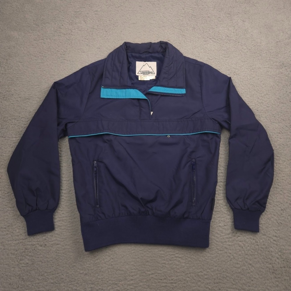Vintage Snuggler Ladies 10 Pullover Windbreaker Jacket Navy Teal 80s Hong Kong